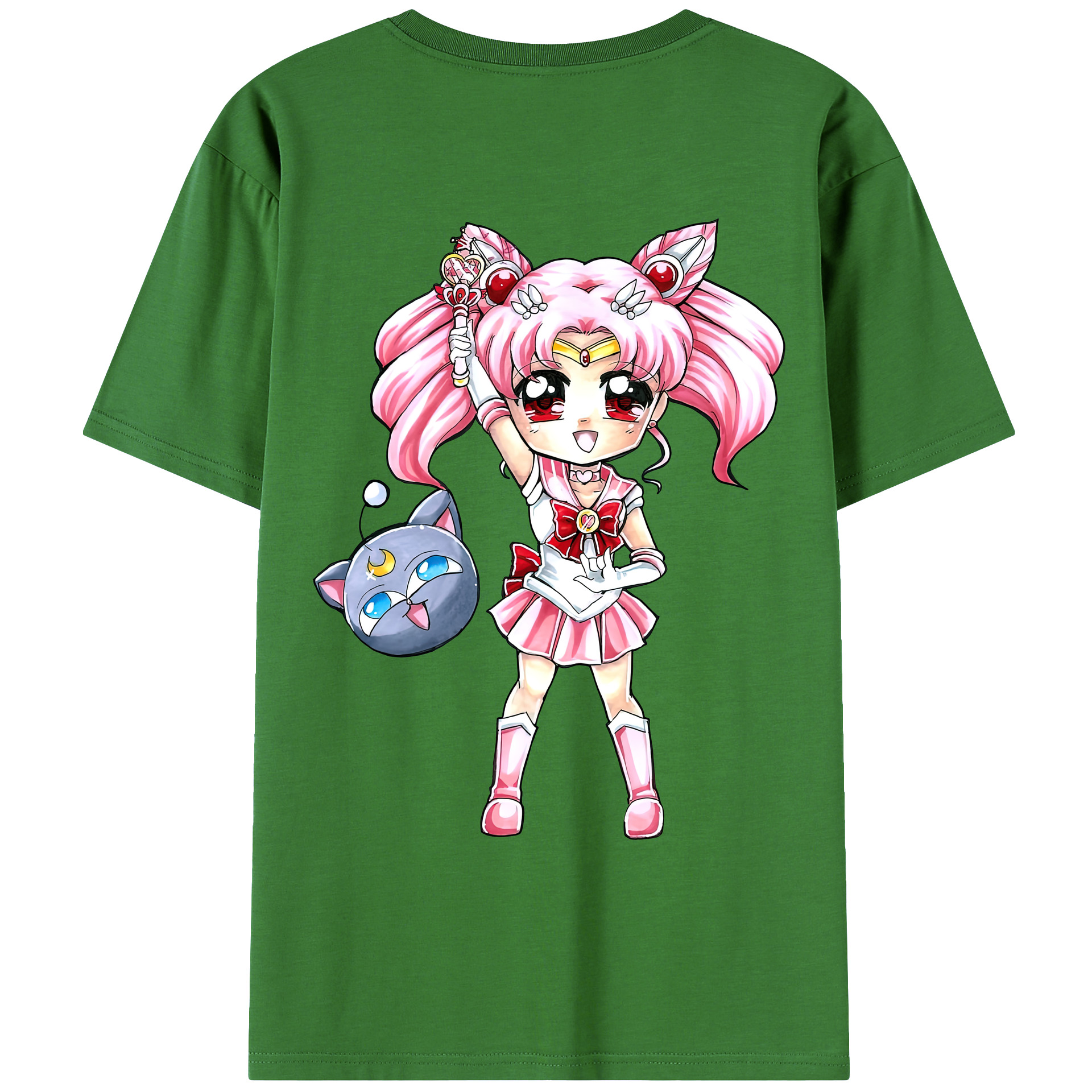 （画像用） 美少女戦士セーラームーン ちびうさ Sailor Moon Chibiusa Tsukino Usagi Small Lady Serenity レディース半袖Tシャツ(バックプリント)